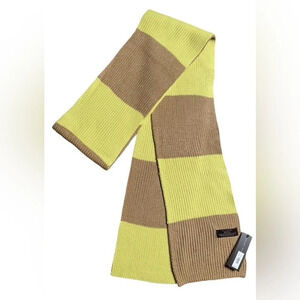Limited Knit Neck Scarf Yellow Brown Striped Womens One Size NWT Winter